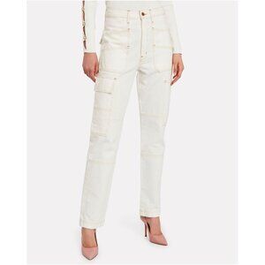 SLVRLAKE Savior High-Rise Cargo Jeans in White - Size 24